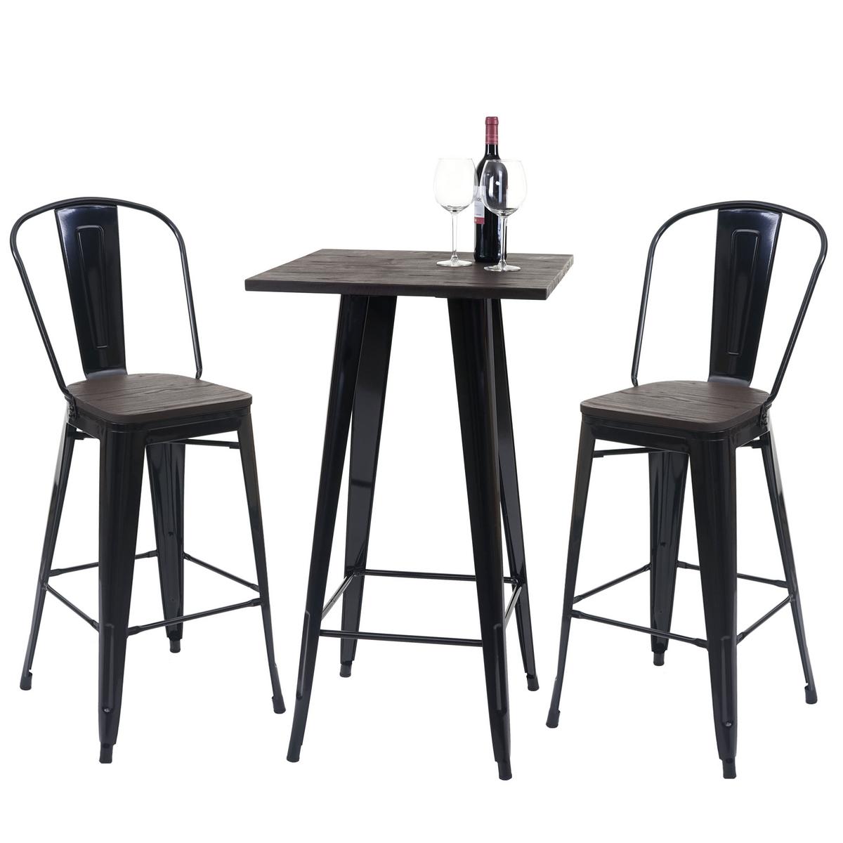 STEHTISCH-SET METALL rechteck Schwarz 3er-Set - Schwarz, Holz (60/60/117cm) - MCW