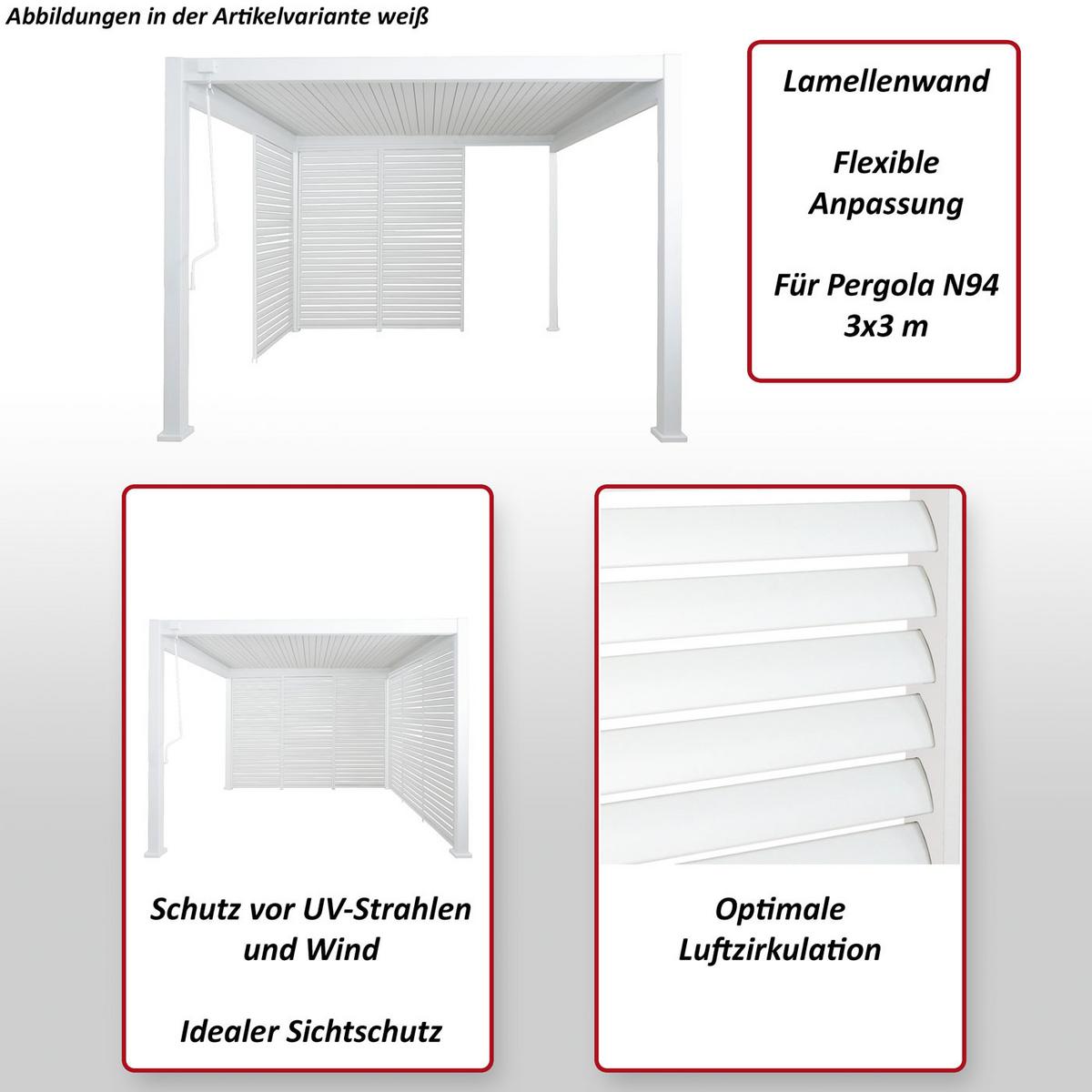 LAMELLENWAND FÜR PERGOLA Weiß - Weiß, Metall (94/213/15cm) - MCW