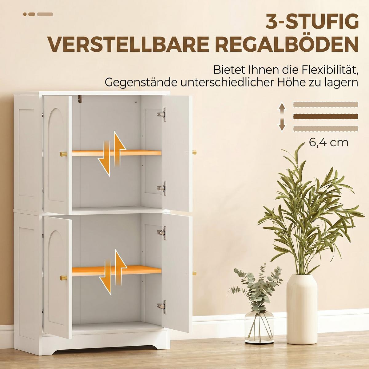 KÜCHENSCHRANK Spanplatte Weiß - Goldfarben/Weiß, Holzwerkstoff/Metall (30/110/60cm) - HOMCOM