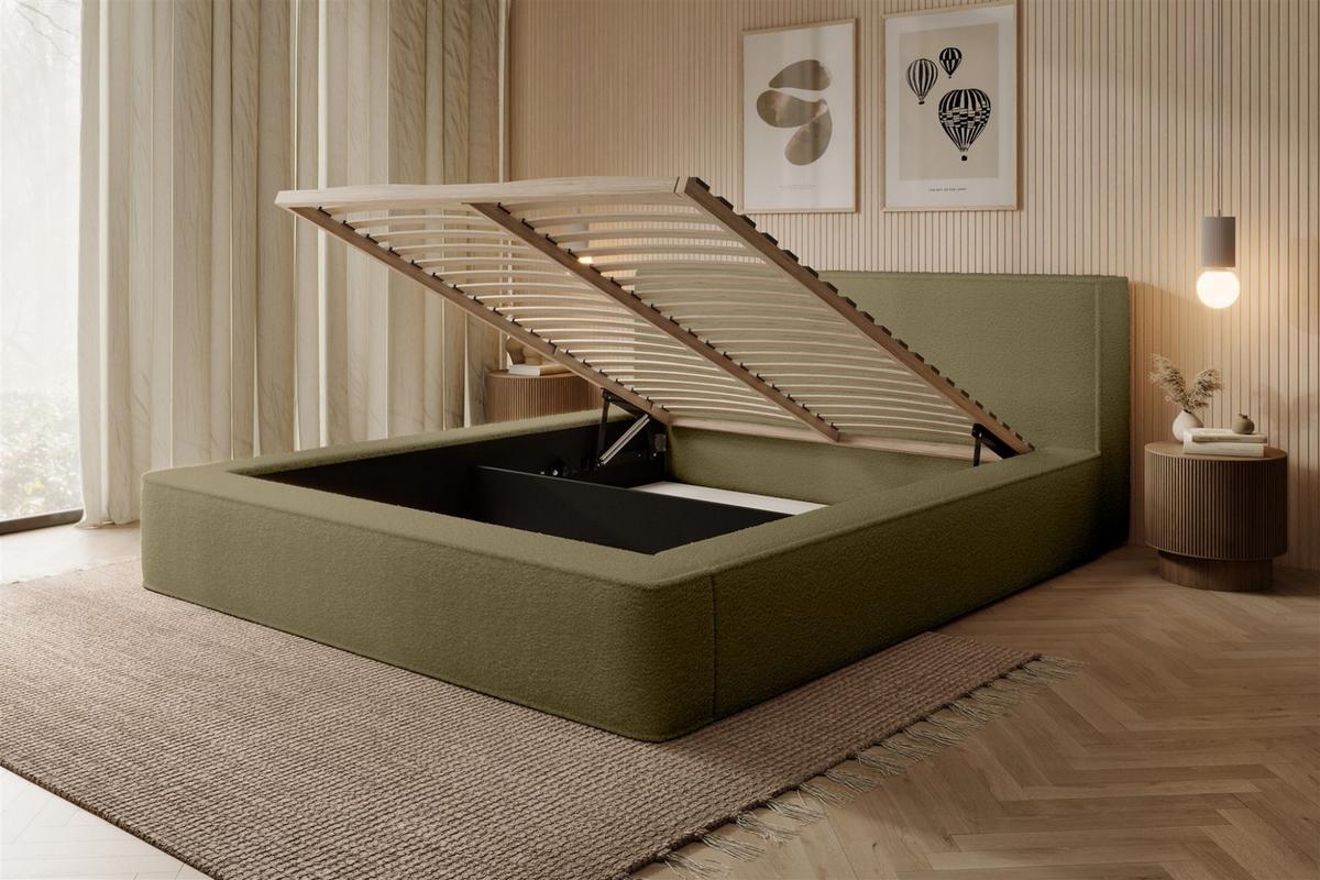 POLSTERBETT Omaha In Euphoria - Grün, Holzwerkstoff/Textil (160/200cm) - Fun Möbel