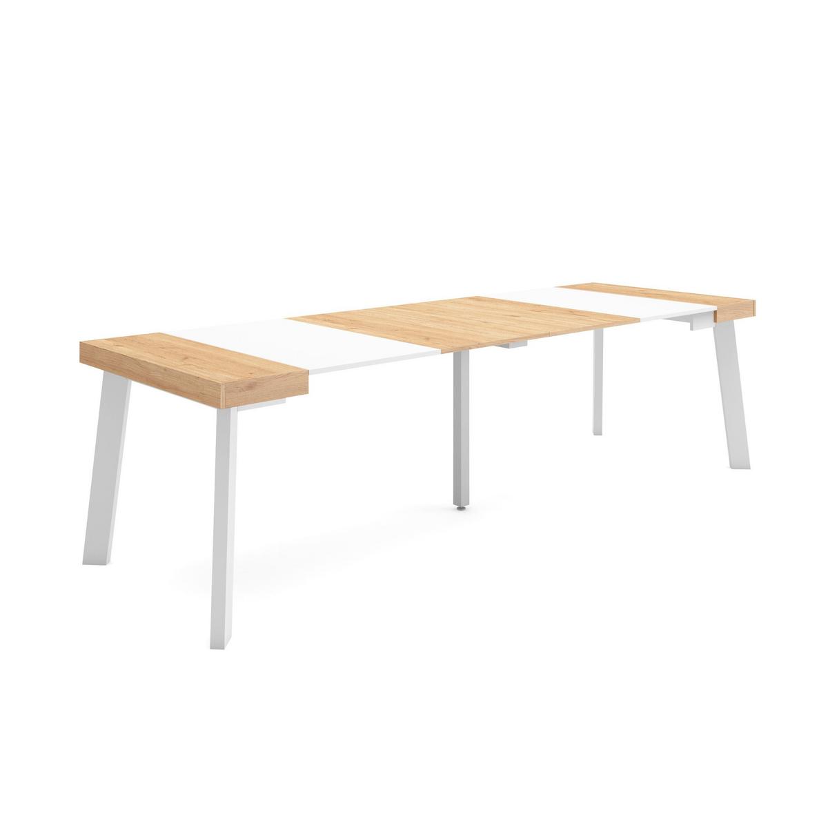 KONSOLENTISCH ausziehbar 58 bis 262cm, für 12 Gäste, eiche weiß, 90/58/73cm - Eichefarben/Weiß, Holzwerkstoff (90/262/73cm) - Skraut Home
