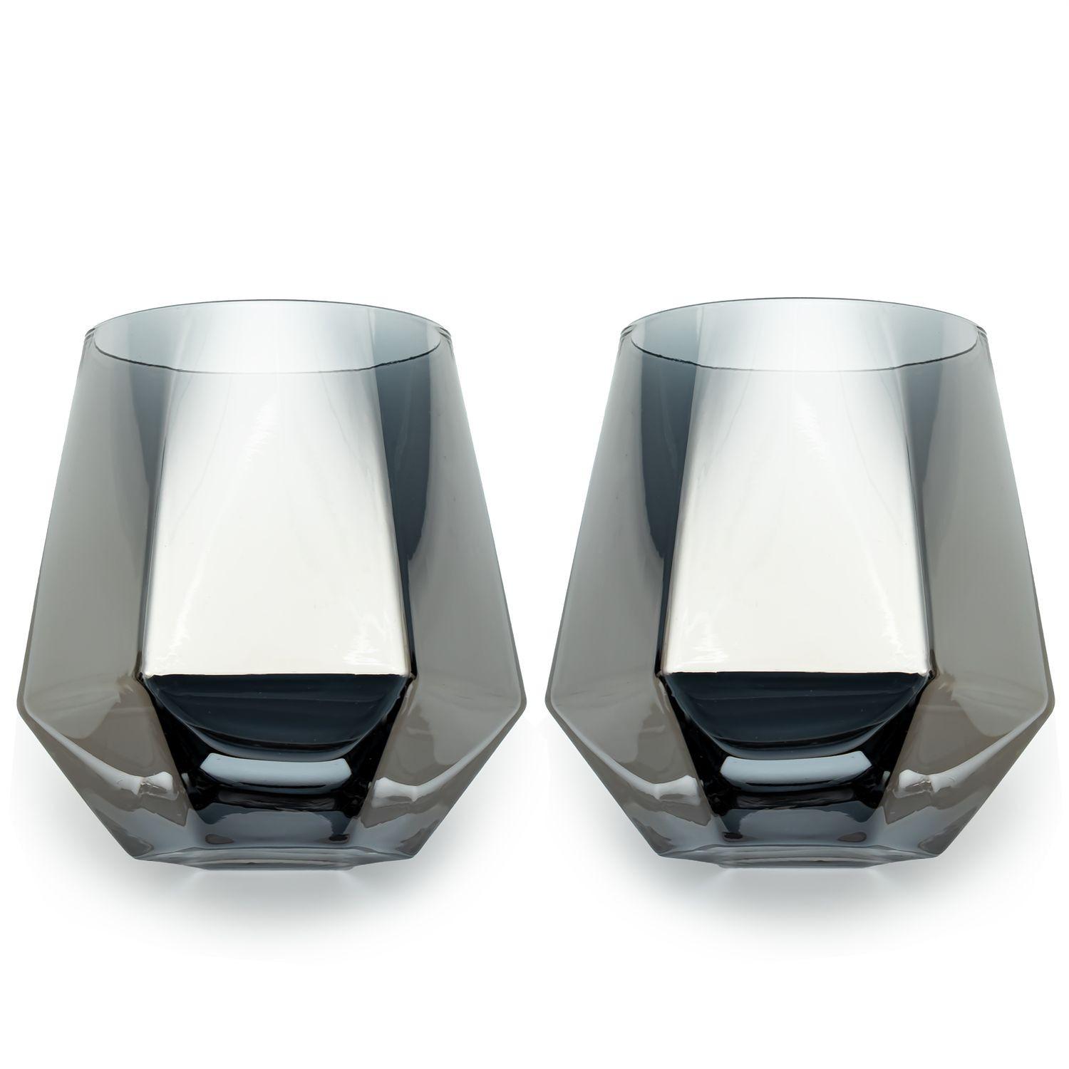 TRINKGLAS SET im Hexagon Design 240 ml (2-tlg) - Grau, Glas - Intirilife