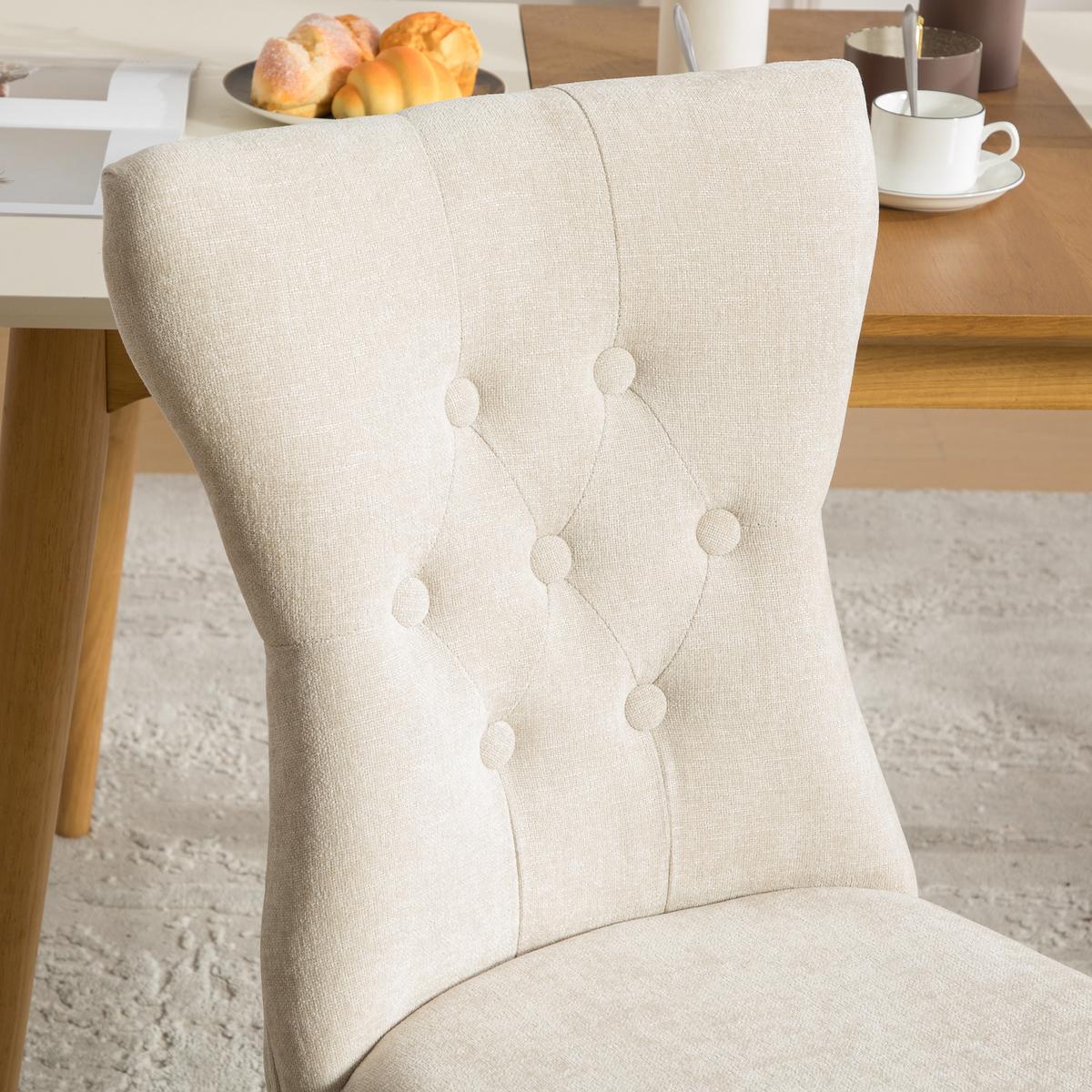 ESSZIMMERSTÜHLE 2er-set aus chenille und massivholz, mit nietenverzierung und federkern - Beige, Textil (62.5/92/45cm) - Urban Meuble