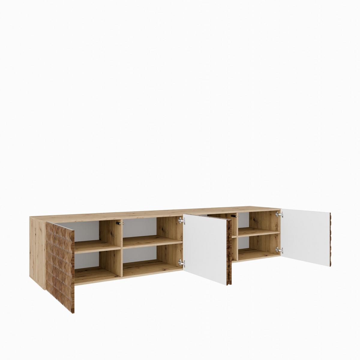 LOWBOARD ROVA 200/41/40 cm, Hängender TV-Schrank Eiche Artisan / Eichefarben - Eichefarben/Braun, Holzwerkstoff (200/41/40cm) - MASSENO