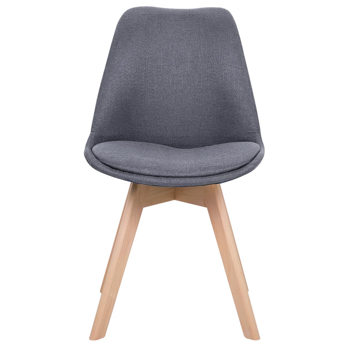 ESSZIMMERSTUHL 2er-Set Polsterbezug Grau Dakota - Grau, Holz/Textil (47/84/43cm) - Beliani