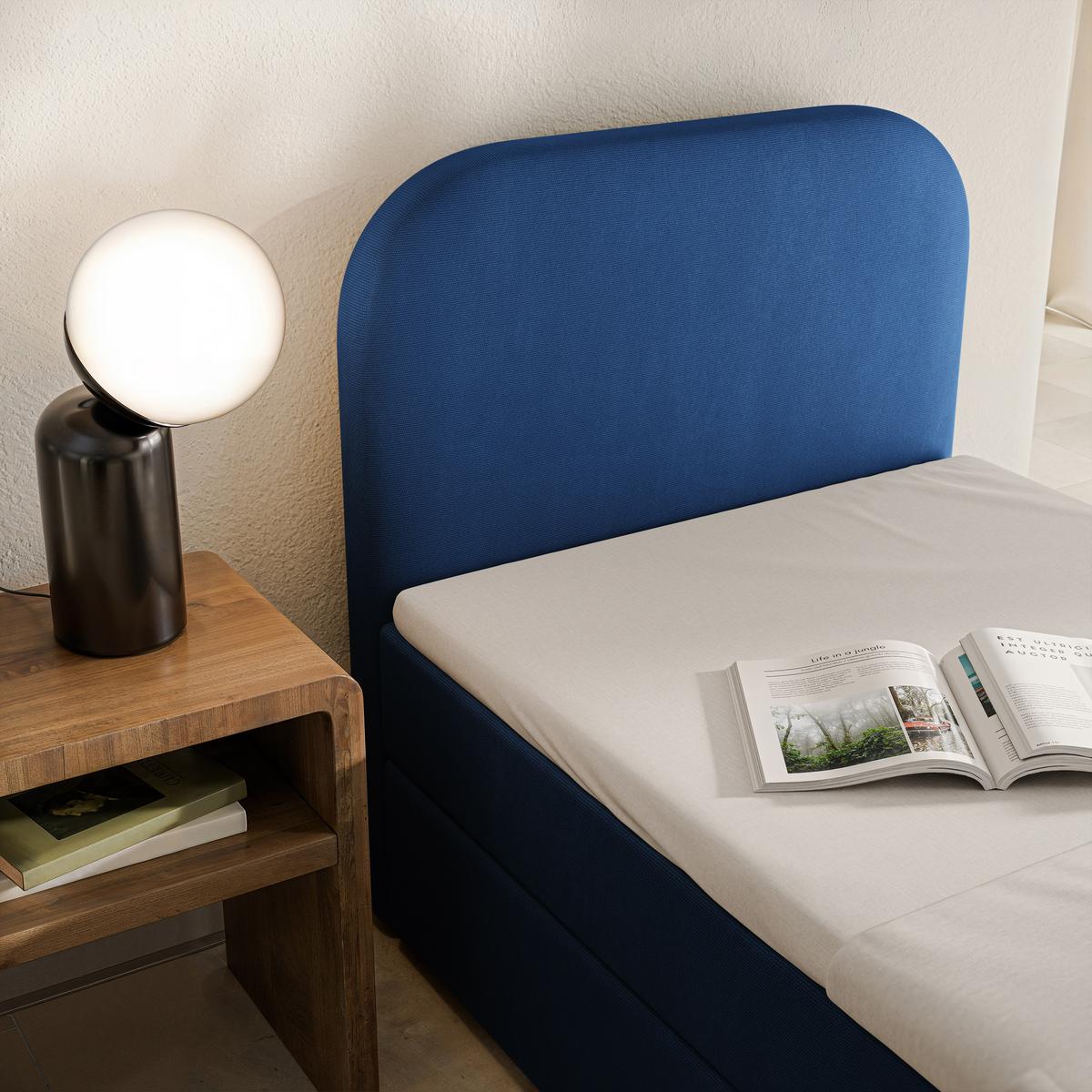 BOXBETT CERIA 100x200 cm mit Matratze und Topper - Blau - Blau, Holz/Textil (100/200cm) - MASSENO
