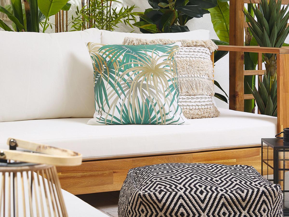 GARTENKISSEN 2er-Set Palmenmuster bunt 45/45 cm Gaiana - Grün, Textil (45/45cm) - Beliani