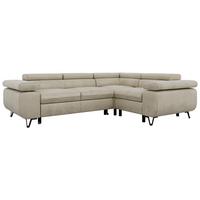 ECKSOFA FALCO L - Beige Velvet - Rechts Seite - Beige/Schwarz, Textil/Metall (268/197cm) - MKS
