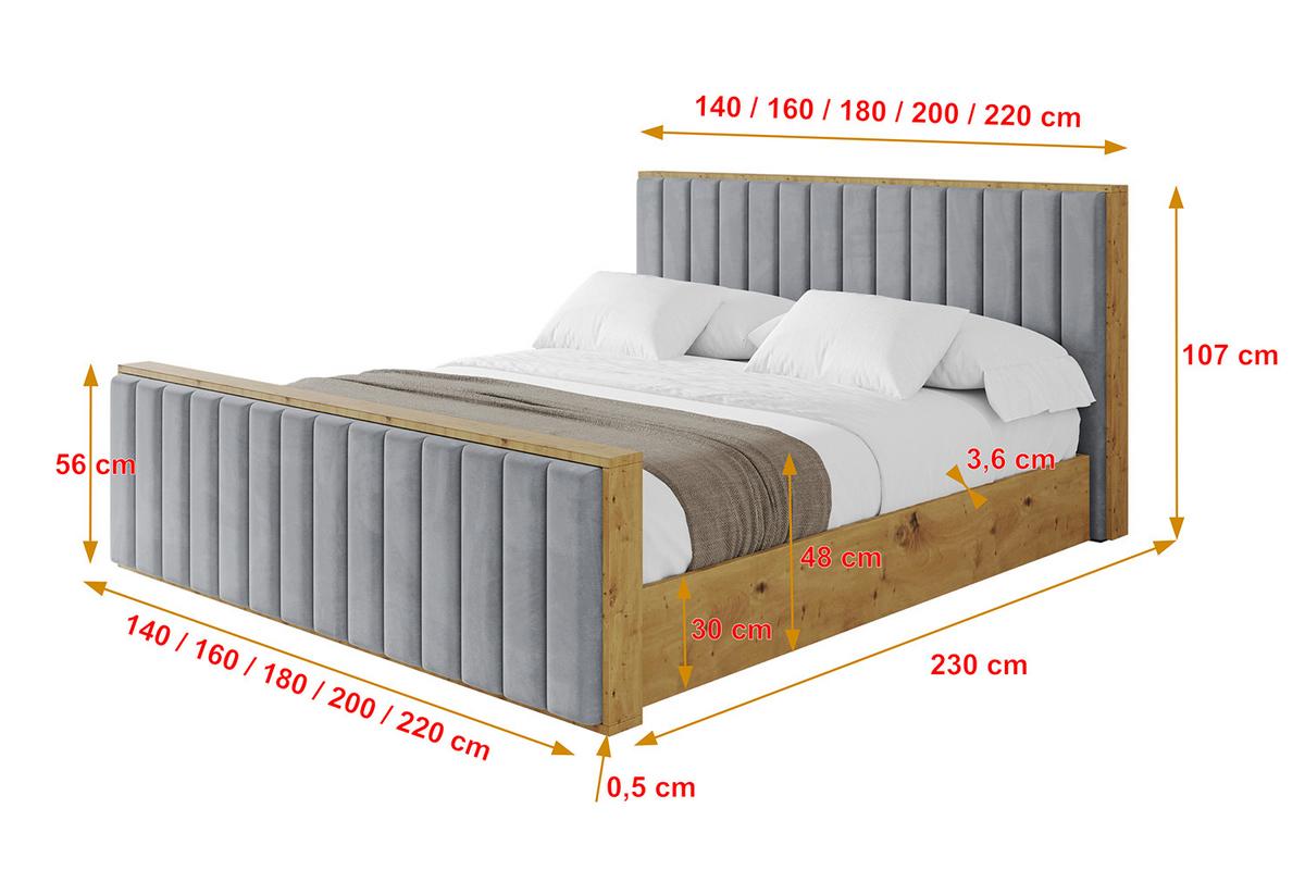 POLSTERBETT mit Bettkasten, Fußteil und Lattenrost, Boxbett mit Matratze H3/H4 - ENZO4-Z 180x200 Grau - Grau, Holzwerkstoff/Textil (180/200cm) - ALTDECOR