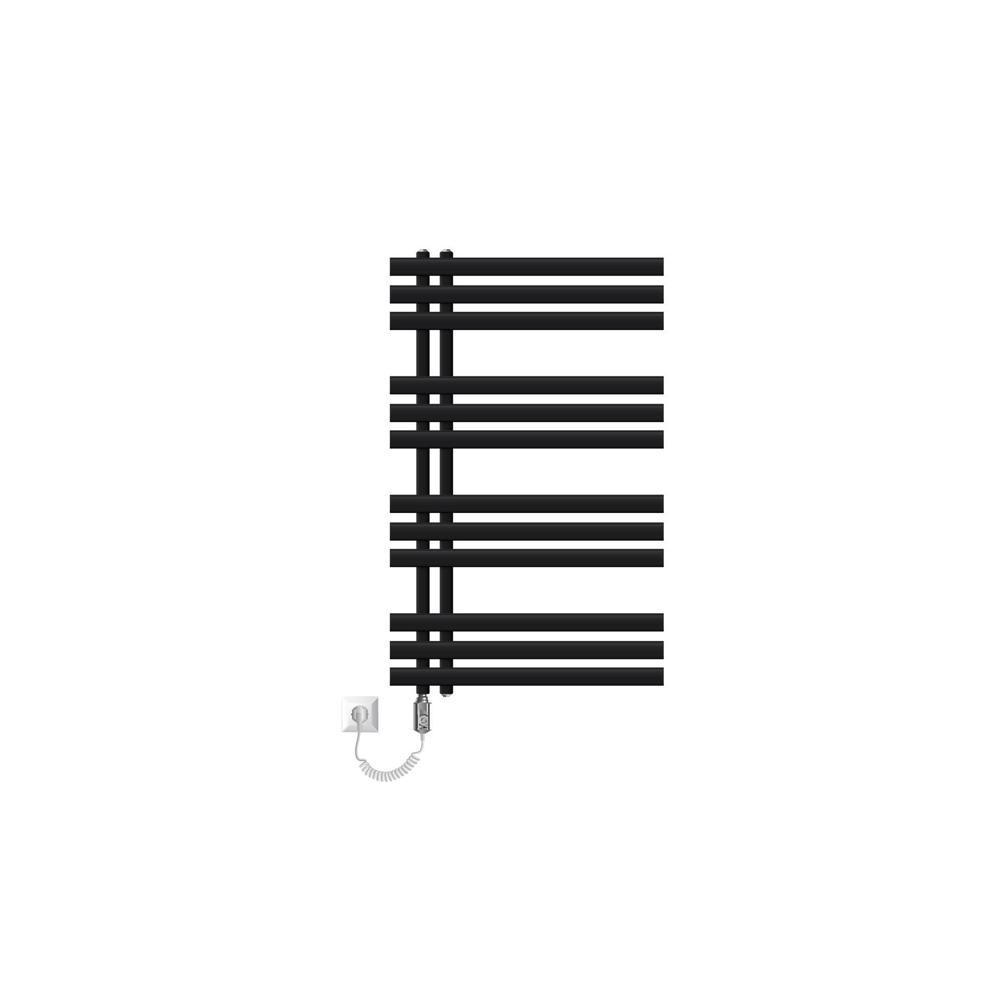 BADHEIZKÖRPER elektrisch Iron EM 600x1000 mm Schwarz mit Heizstab 600W - Schwarz, Metall (60/100/3cm) - LuxeBath