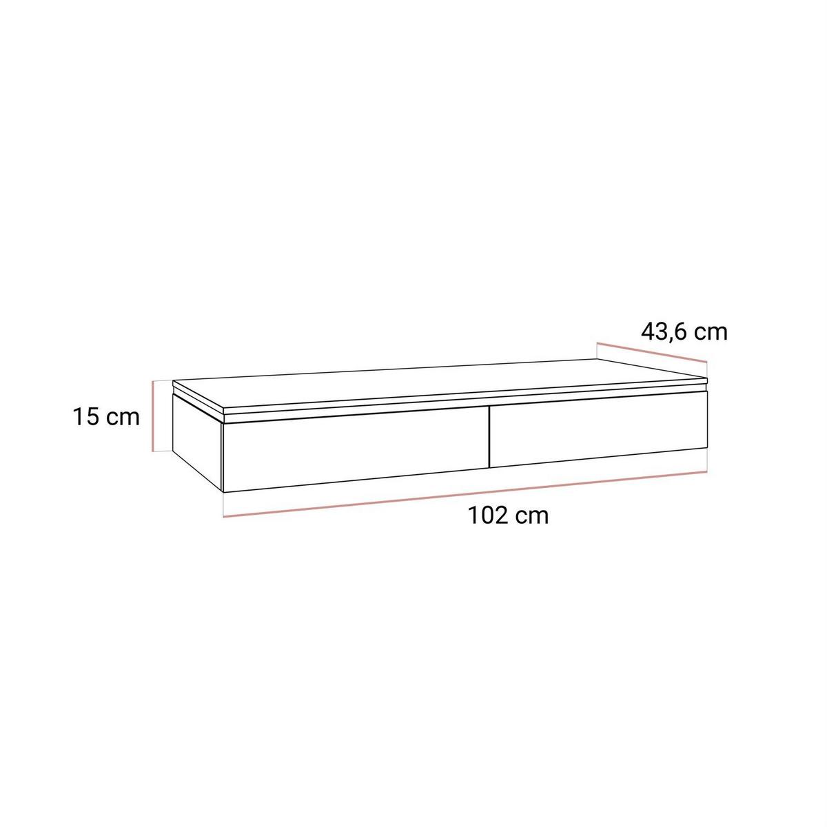 KONSOLEN AURORA SILVER Hängend Hochglanz Weiß - Weiß Hochglanz, Holzwerkstoff (102/15/43.6cm) - Lookway