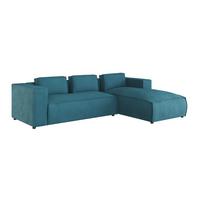 ECKSOFA Nova Türkis Cord, Ottomane rechts - Türkis/Schwarz, Holz/Kunststoff (262/176cm) - S-Style Möbel