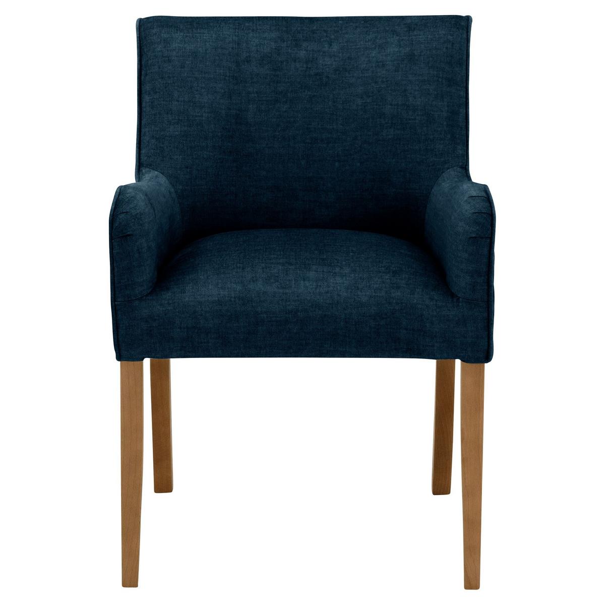 POLSTERSTUHL Katryn Samtvelours dunkelblau - Dunkelblau, Kunststoff (55/81/58cm) - 58aufmkessel