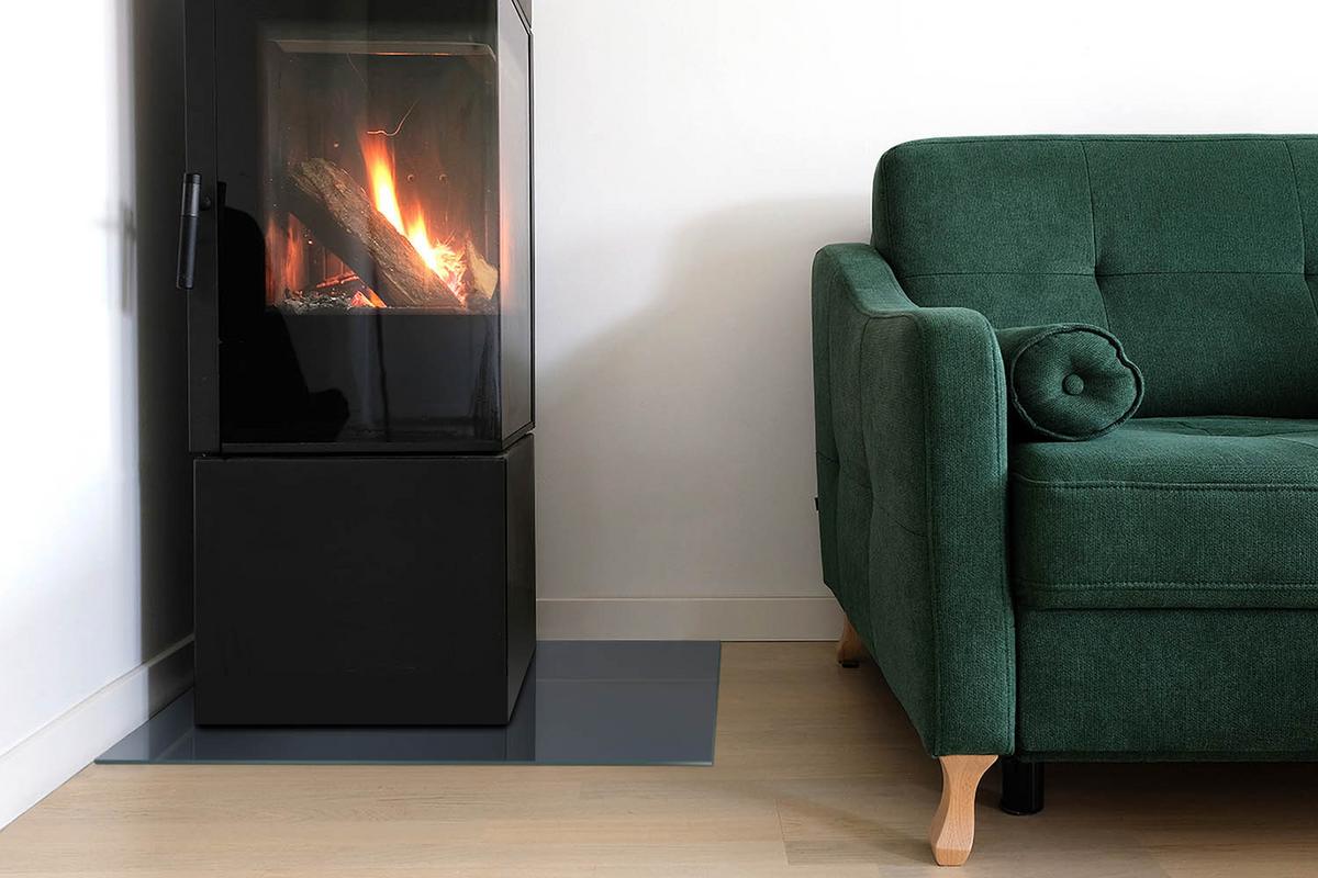 GLASPLATTE für Kamin 60x40 cm - Dunkelblau, Glas (60/40/0.4cm) - TULUP