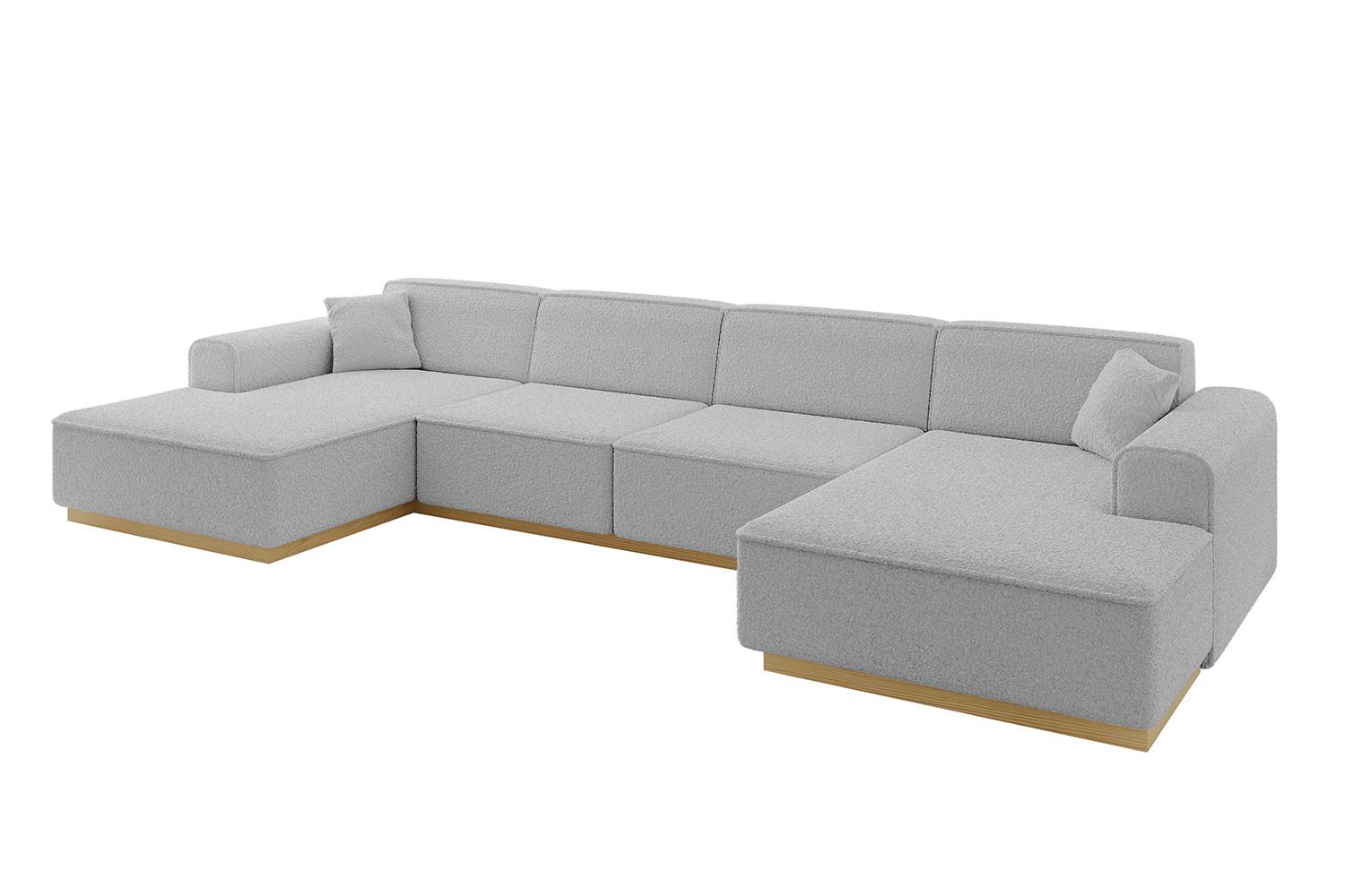 WOHNLANDSCHAFT IREA-U2-v2 - 386x165x80 cm Hellgrau - Hellgrau, Holzwerkstoff/Textil (386/80/165cm) - ALTDECOR