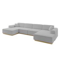 WOHNLANDSCHAFT IREA-U2-v2 - 386x165x80 cm Hellgrau - Hellgrau, Holzwerkstoff/Textil (386/80/165cm) - ALTDECOR
