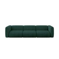 MODULARES Sofa 3-SITZER MIRA-S2 319x89x70 Grün cm Velours - Dunkelgrün/Schwarz, Holzwerkstoff/Kunststoff (319/70/89cm) - ALTDECOR