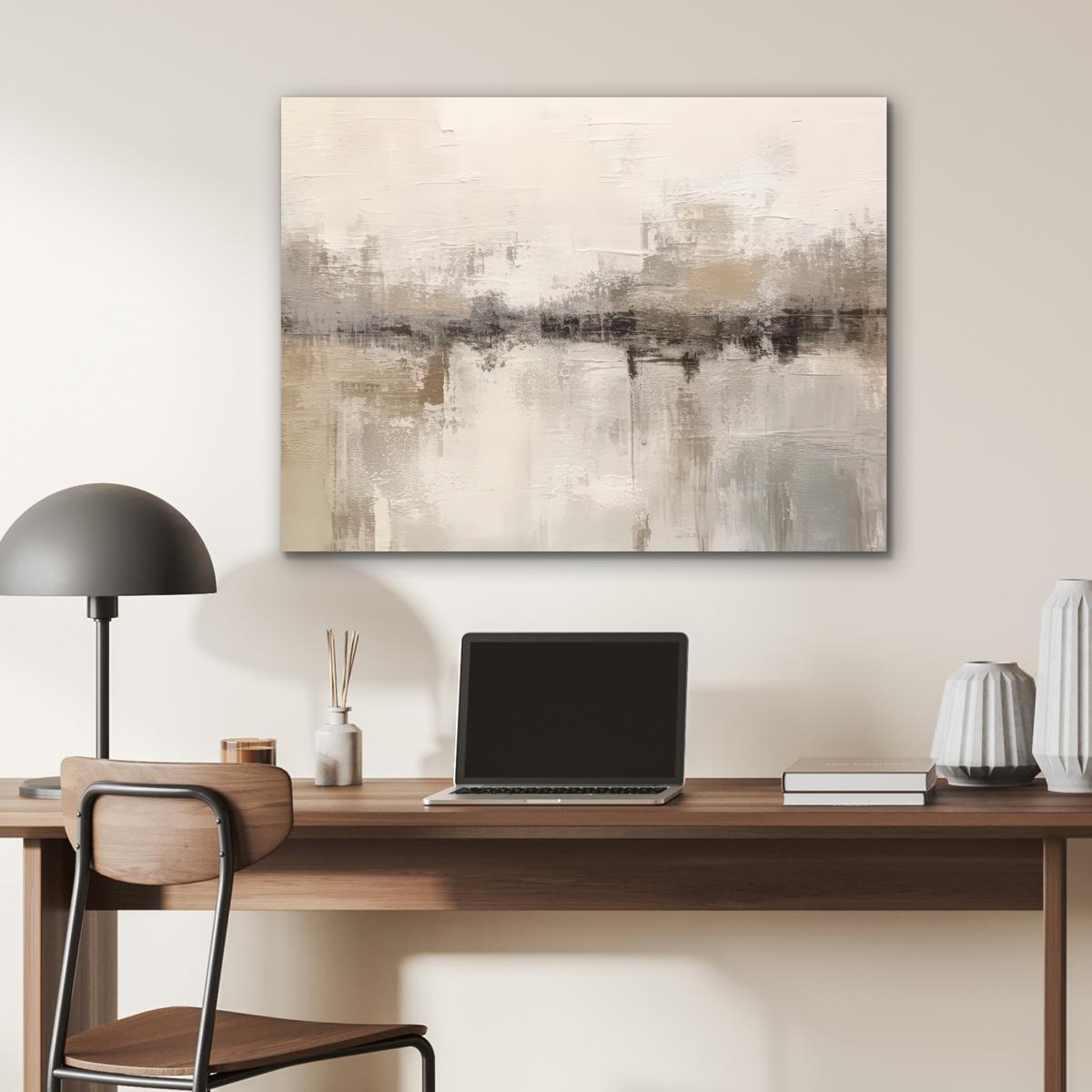 METALLBILD Moderne Kunst - Abstrakt - Beige 80x60 cm - Beige, Metall (80/60cm) - MuchoWow