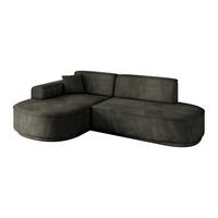 ECKSOFA Ottomane Links MARI-L1-v3 - 243x171x83 cm Schwarz Velours - Schwarz, Holzwerkstoff/Kunststoff (243/171cm) - ALTDECOR