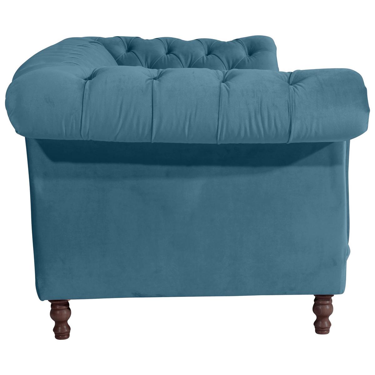 CHESTERFIELD Sofa 3-Sitzer Kaylin Samtvelours petrol - Petrol, Kunststoff (253/80/100cm) - 58aufmkessel