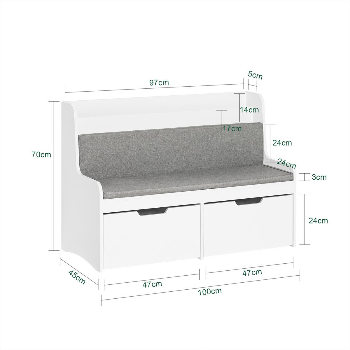 KINDER-SITZBANK Weiß - Weiß, Holzwerkstoff (100/70/45cm) - SoBuy