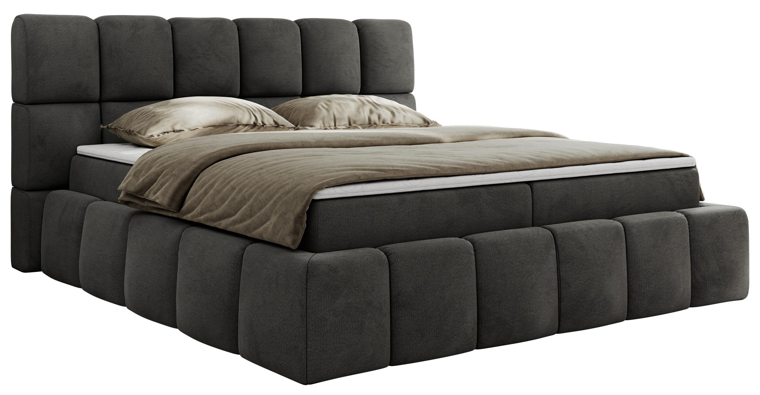 BOXBETT NIRA 200/200 - Dunkelgrau Velvet - H4 - Dunkelgrau, Holz/Textil (200/200cm) - MKS