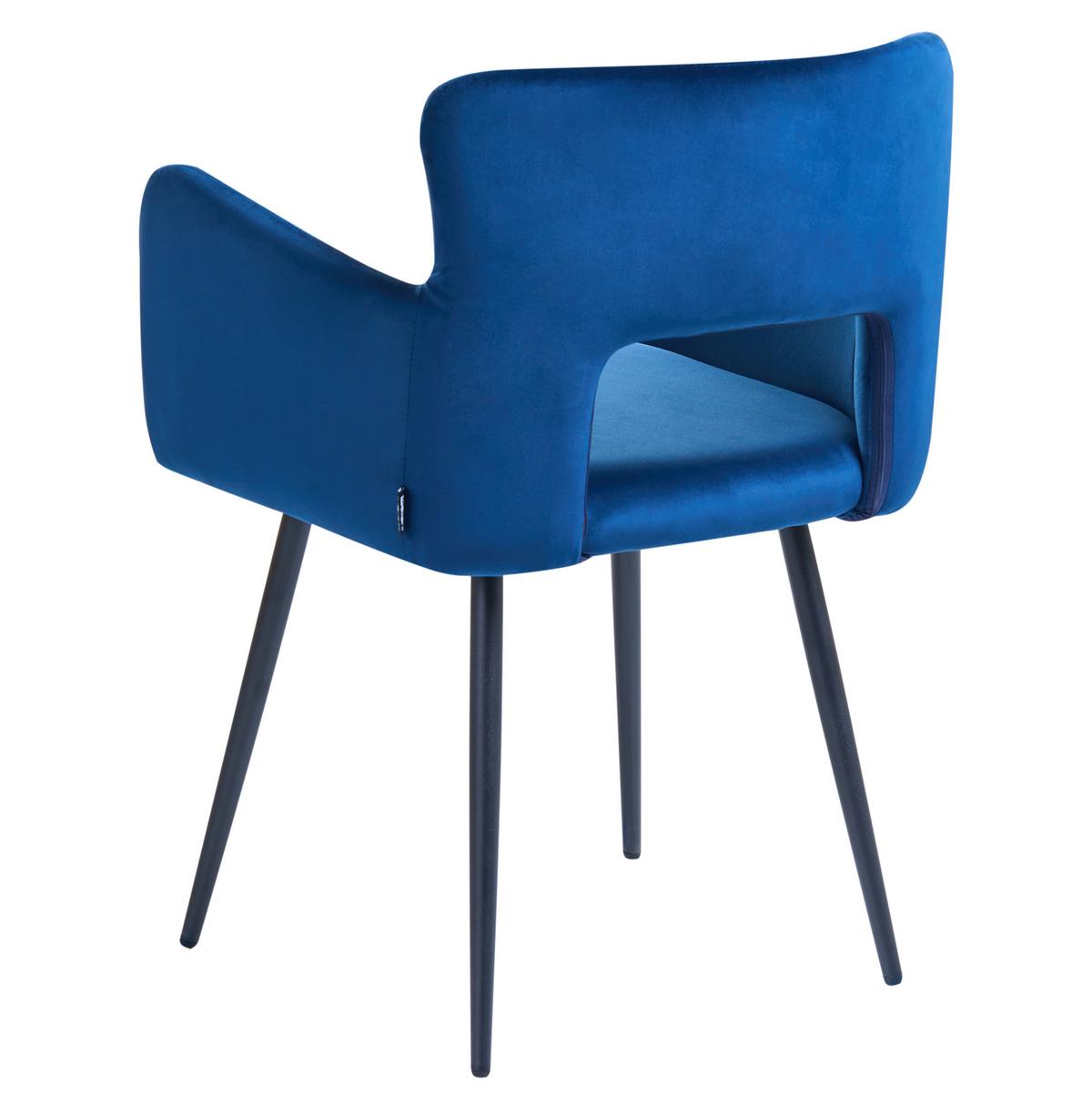 ESSZIMMERSTUHL 2er-Set Samtstoff Blau Sanilac - Blau, Textil/Metall (52/75/44cm) - Beliani
