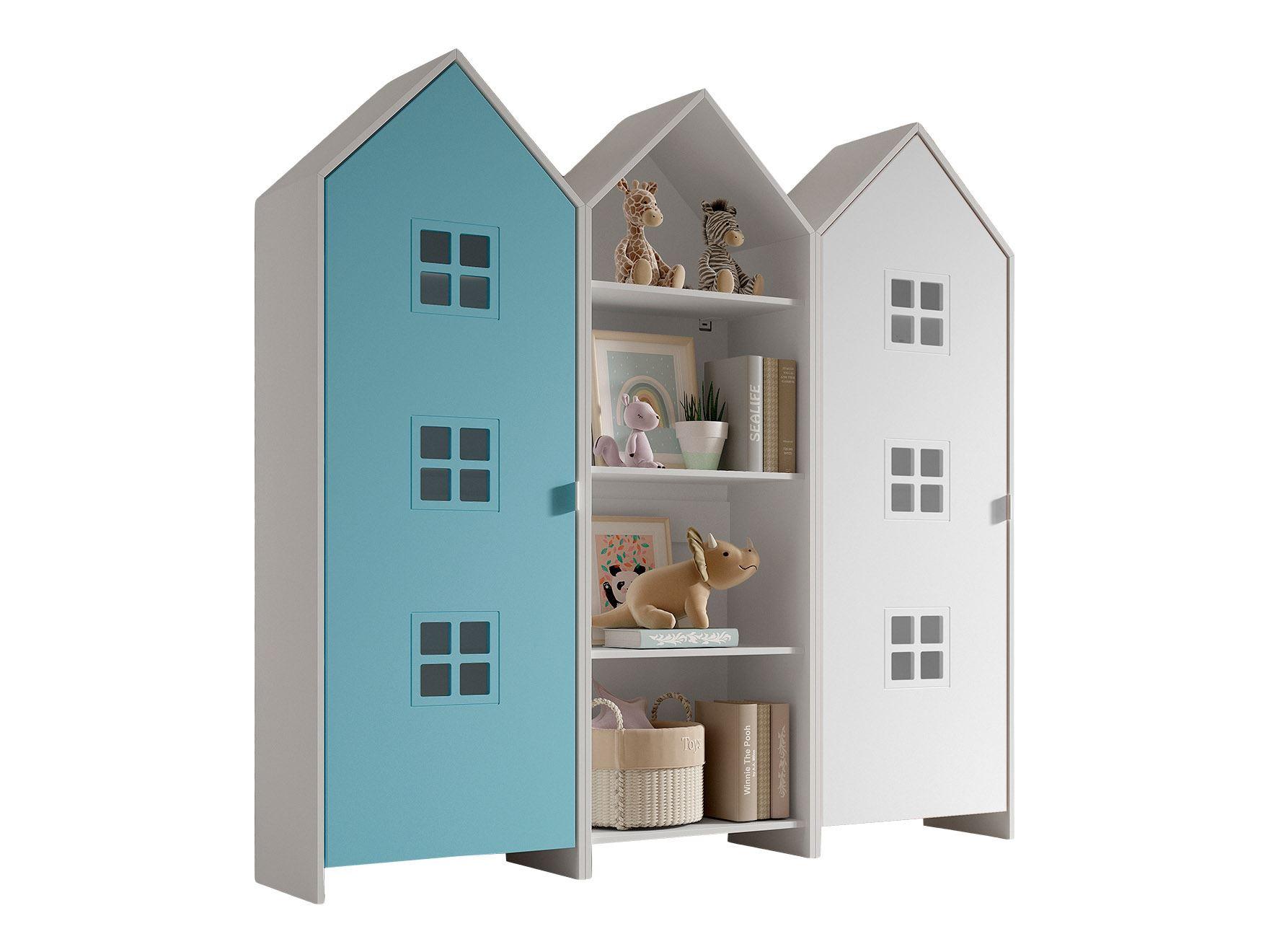 REGALSCHRANK Set Kania 173x37x171 MDF Weiß /Bunt - Blau/Weiß, Holzwerkstoff (173/171/37cm) - 58aufmkessel