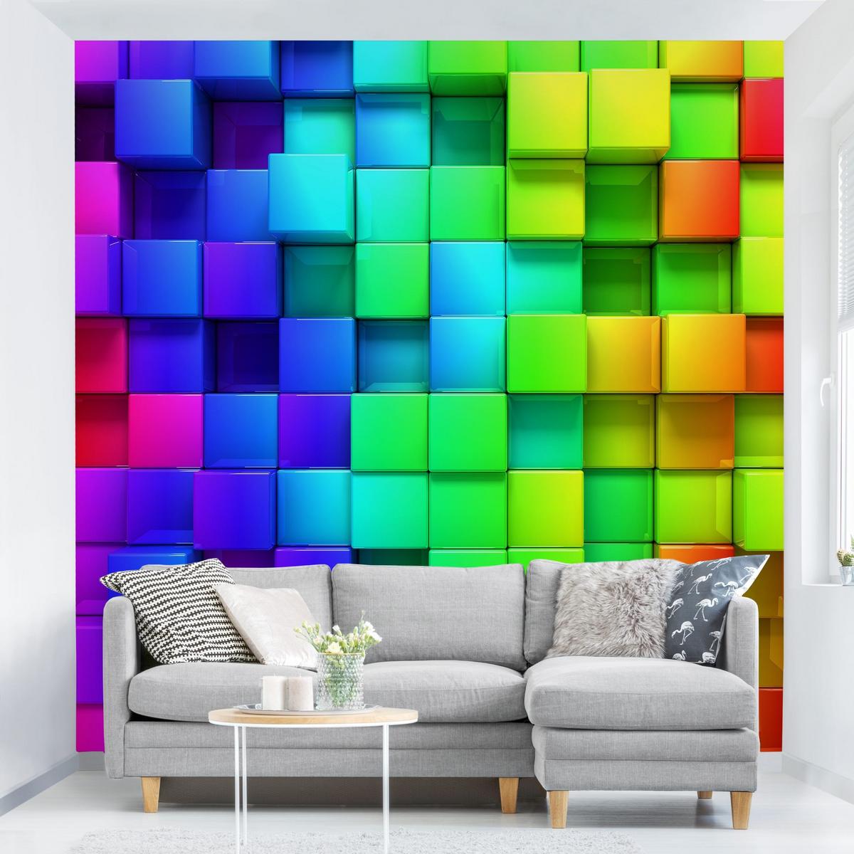 FOTOTAPETE 3D Würfel 192/192 cm - Multicolor, Papier (192/192cm) - Bilderwelten