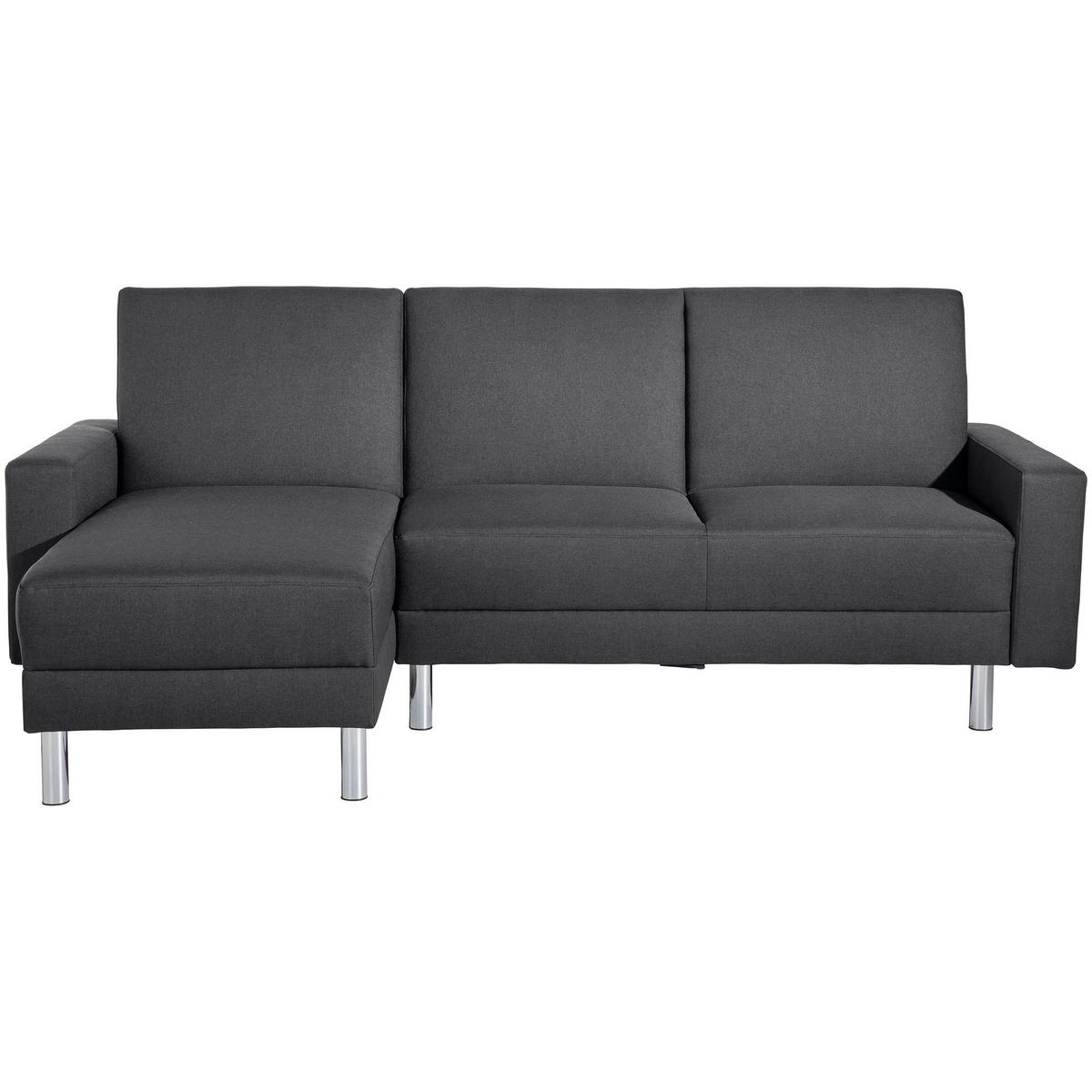 FUNKTIONSSOFA mit Hocker Katryna Flachgewebe graphit - Graphitfarben, Kunststoff (144/92/230cm) - 58aufmkessel