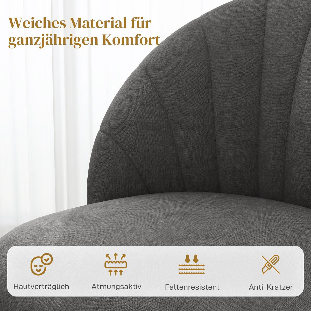 ESSZIMMERSTÜHLE 4er Set Polyester Stahl Dunkelgrau - Dunkelgrau, Textil (52/79/54cm) - HOMCOM