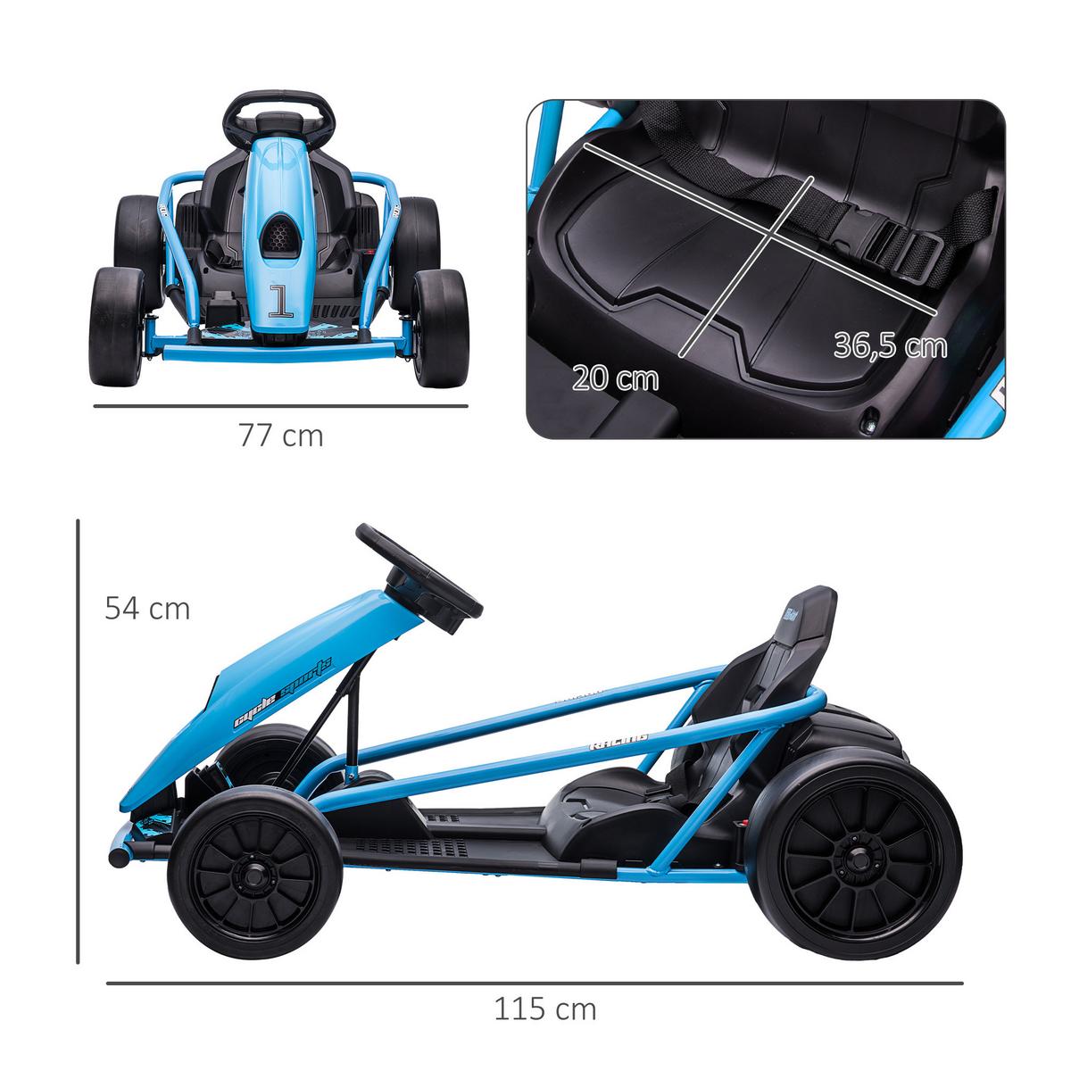KINDER Elektro Gokart - Blau, Metall (115/77/54cm) - HOMCOM