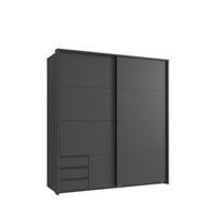SCHWEBETÜRENSCHRANK 2-türig B183/H200/T65 cm, Passepartout-Kleiderschrank in Grafit mit sichtbaren Schubkästen / 22700 - Graphitfarben/Schwarz, Holz/Holzwerkstoff (183/200/65cm) - luma-home