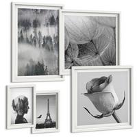 BILDER SET 5er Set - 50x50 cm & 20x30 cm & 40x60 cm Weißer Rahmen - Zitrusbäume in einem sonnigen Garten - Weiß, Kunststoff (40/60cm) - TULUP