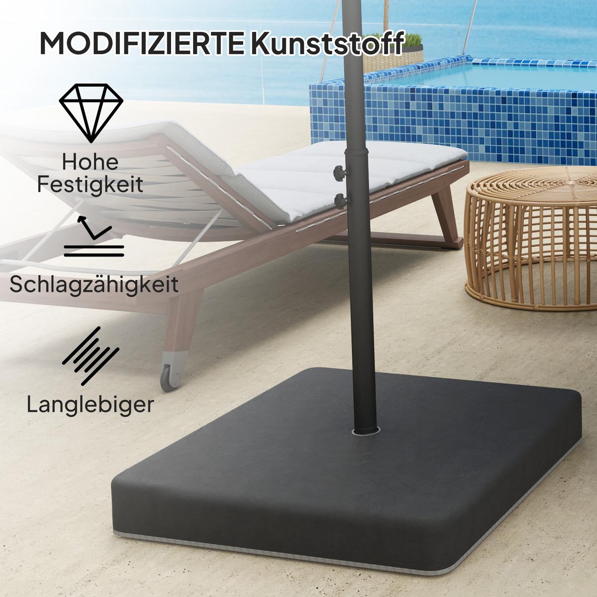 SONNENSCHIRMSTÄNDER 4-teilig Wasserdicht Schirmgewicht, Schirmständer Schwarz - Schwarz, Kunststoff (89/89cm) - Outsunny