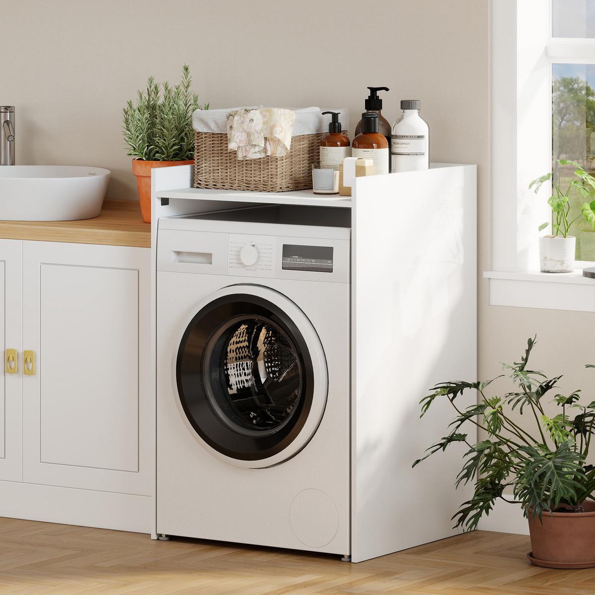 WASCHMASCHINENSCHRANK MDF Weiß - Weiß, Holzwerkstoff (60/97.5/64cm) - HOMCOM
