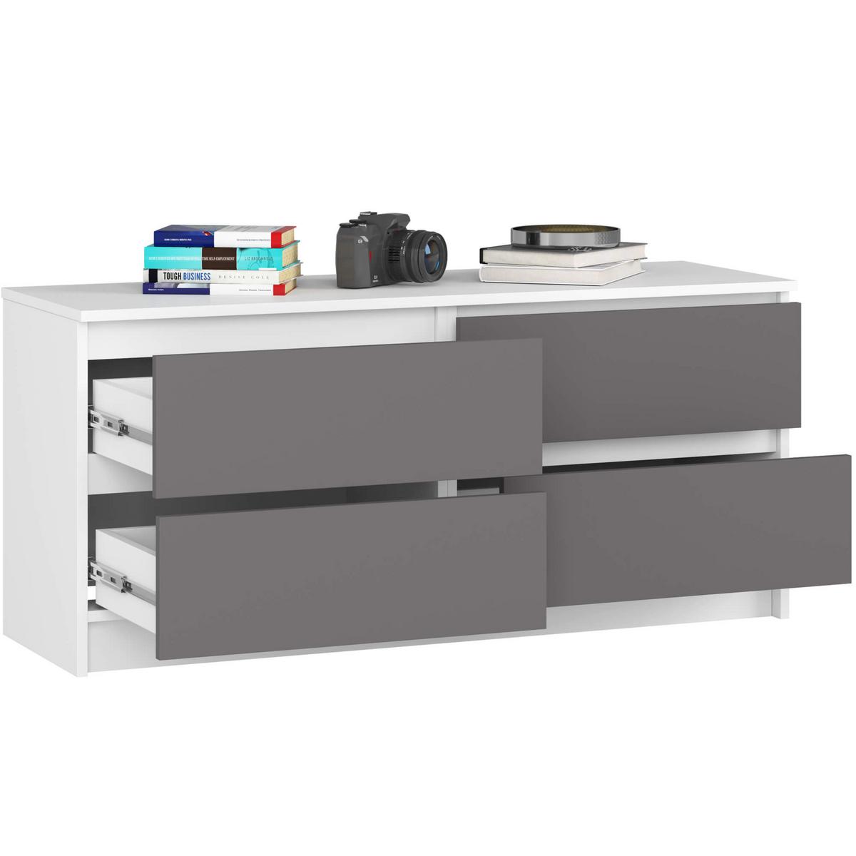 KOMMODE Weiß, Graphit Grau 55/120/40 - Weiß, Holzwerkstoff (120/55/40cm) - RAUMHIRSCH FURNITURE