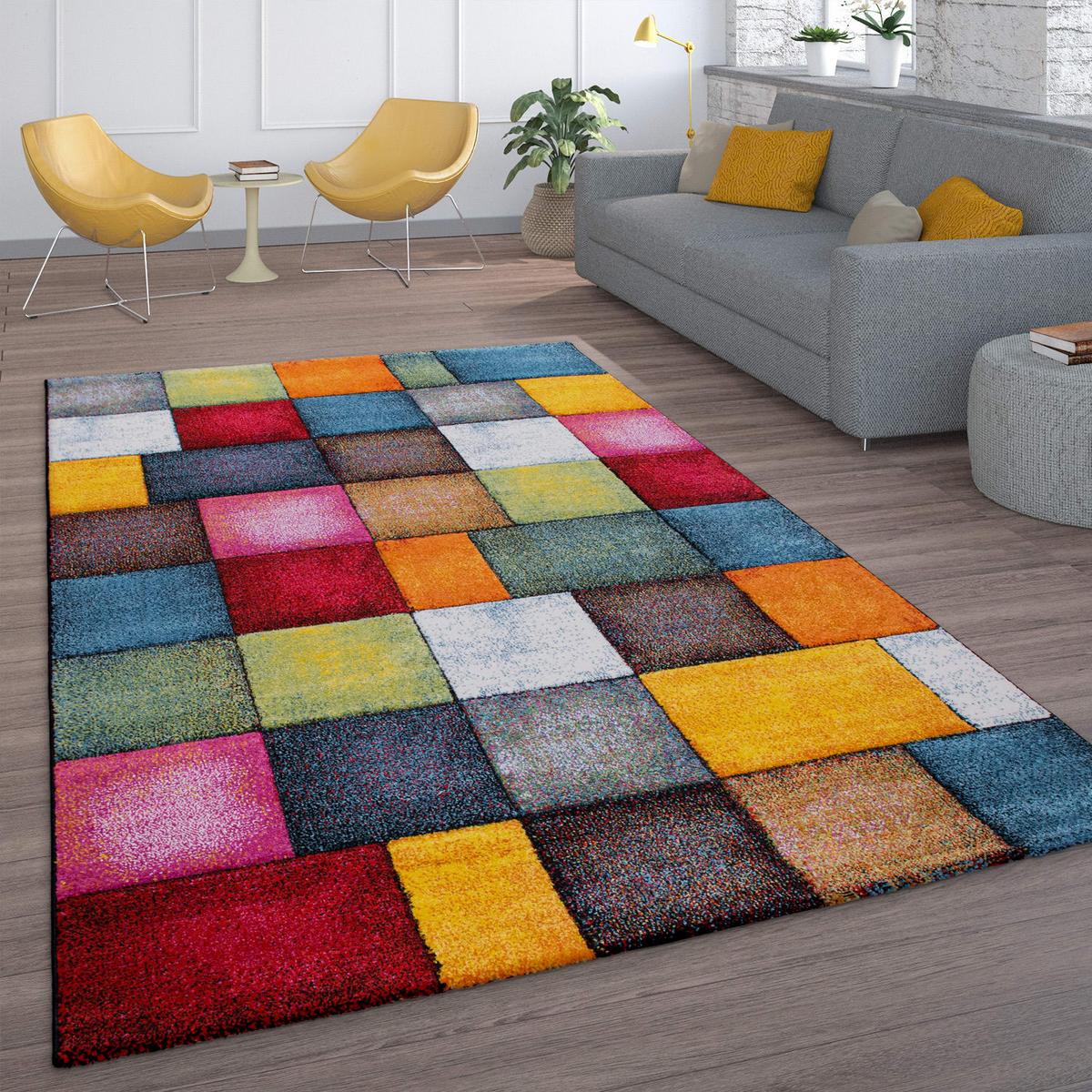 KURZFLORTEPPICH, kariert, aus Polypropylen, Florhöhe 12 mm, Mehrfarbig, 160 x 230 cm - Multicolor, Textil (230/160cm) - KADIMA DESIGN
