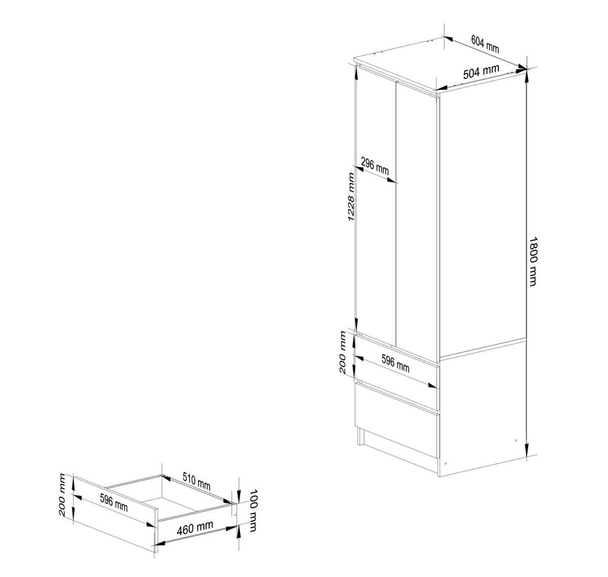 KLEIDERSCHRANK Dunkelbraun 180/60/51 - Dunkelbraun, Holzwerkstoff (60/180/51cm) - RAUMHIRSCH FURNITURE