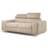 BETTSOFA SOLAN Creme Velours-Stoff mit Schlaffunktion - Creme, Holz/Textil (194/88/90cm) - MASSENO