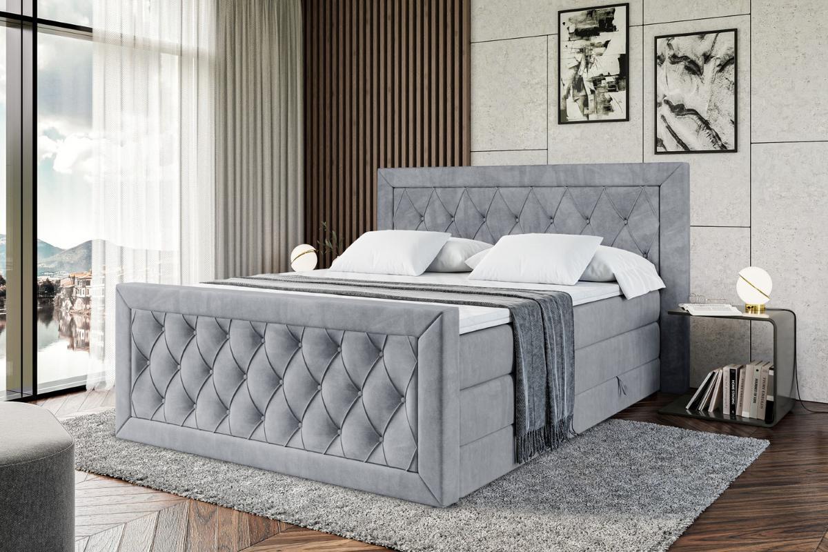 BOXSPRINGBETT NOEL-Z KING - 180 x 200 - H3/H4 - Grau - Grau, Holzwerkstoff (180/200cm) - ALTDECOR