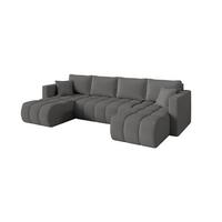 WOHNLANDSCHAFT mit Schlaffunktion und Bettkasten GARD-U 300x146x85 Grau Bouclé - Schieferfarben/Schwarz, Holzwerkstoff/Kunststoff (300/85/146cm) - ALTDECOR