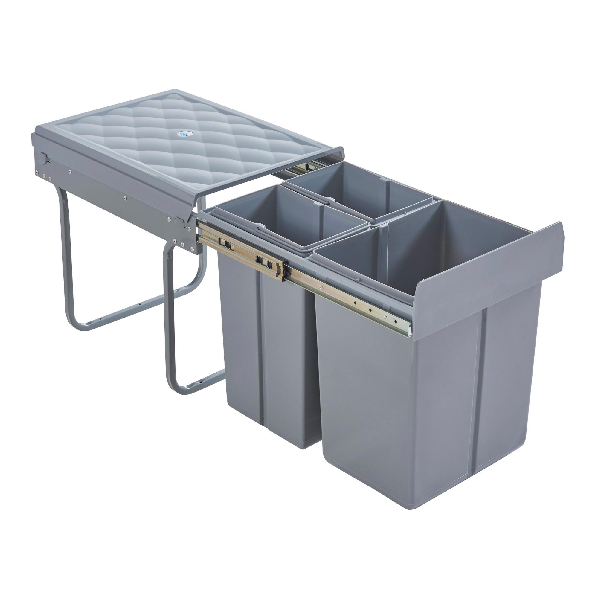 EINBAU-MÜLLEIMER Froland - Grau, Kunststoff/Metall (48/42/34cm) - [en.casa]