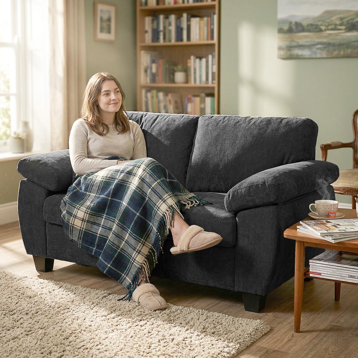 SOFA 2-Sitzer Chenille Dunkelgrau - Dunkelgrau, Holzwerkstoff/Kunststoff (77/81/156cm) - HOMCOM