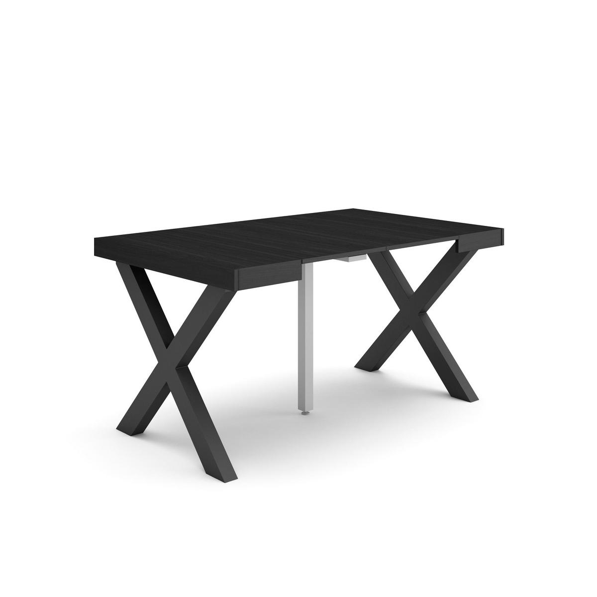 KONSOLENTISCH ausziehbar 58 bis 140cm, für 6 Gäste, schwarz, 90/58/73cm - Schwarz, Holzwerkstoff (90/140/73cm) - Skraut Home