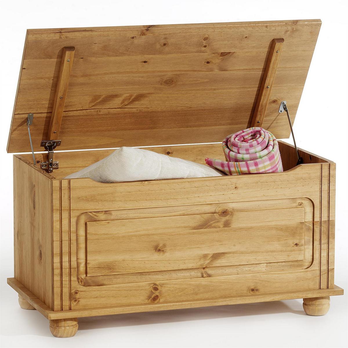 SITZTRUHE BRISTOL gebeizt/gewachst - Kieferfarben, Holz (85/45/43cm) - IDIMEX