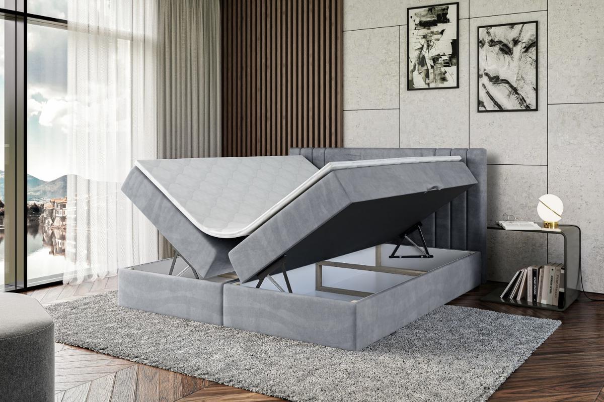 BOXBETT mit Matratze H3 und Lattenrost - IDRIKO - 140x200 cm Grau - Grau, Holzwerkstoff (140/200cm) - ALTDECOR