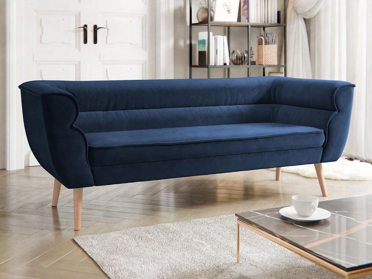 SOFA Bal 3 - Dunkelblau/Naturfarben, Holz/Textil (182/75/74cm) - MIRJAN24