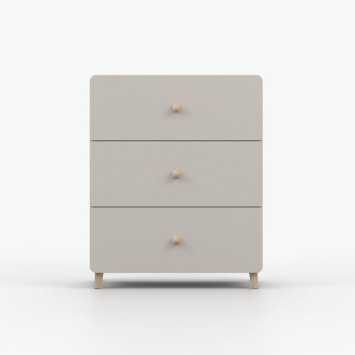 KOMMODE MARIO 3S 90 cm Kaschmir/Kaschmir, drei Schubladen, Holzgriffe - Kaschmir, Holzwerkstoff (80/99/40cm) - imoebel24