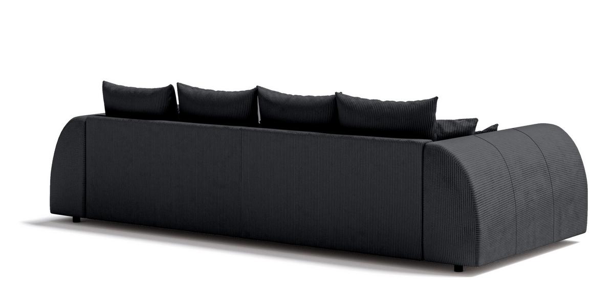 BIGSOFA Levana 5 Sitzer Schwarz Cord-Stoff - Schwarz, Holz/Kunststoff (310/86/135cm) - S-Style Möbel